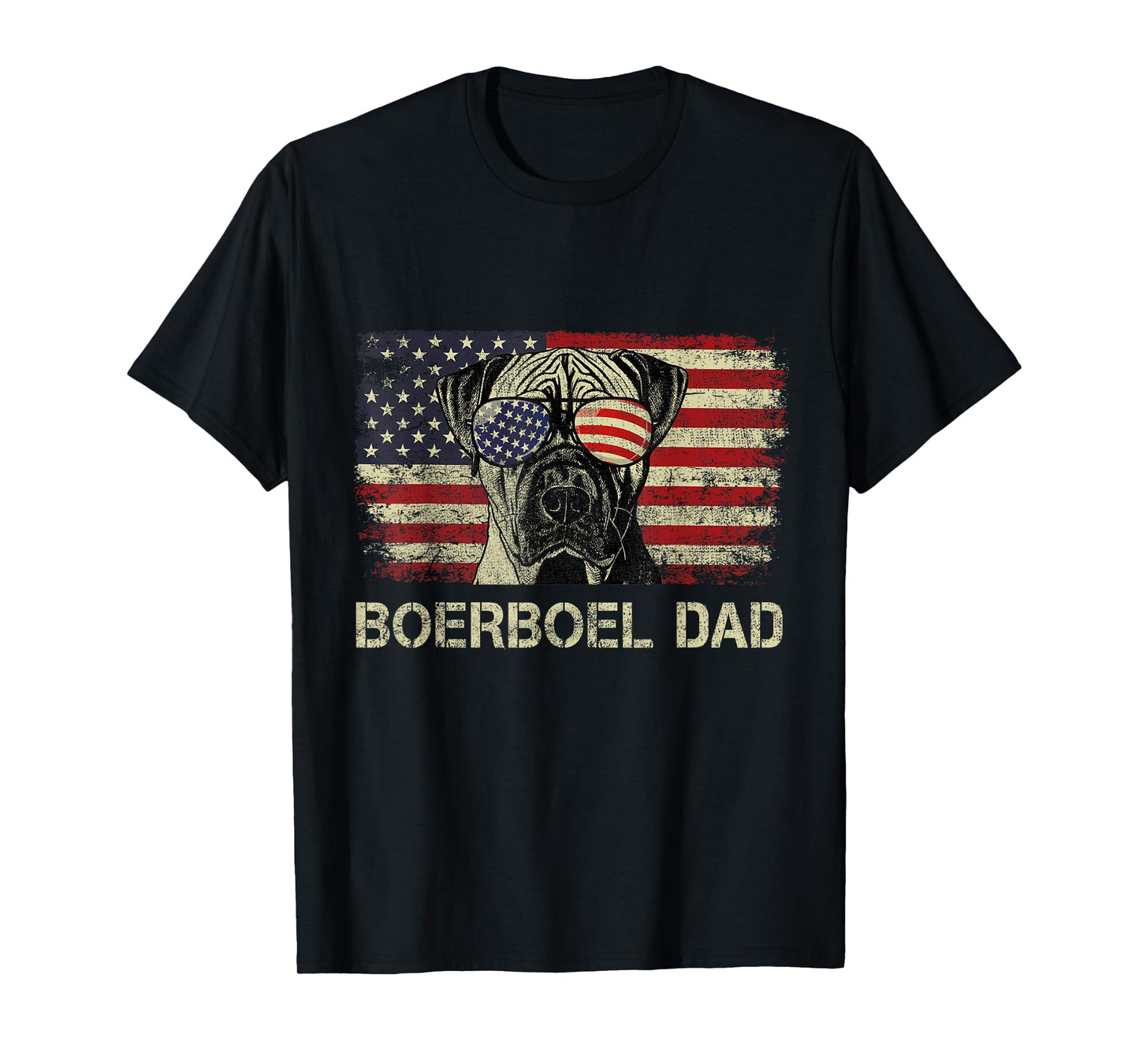 Boerboel Dad Dog Lovers American Flag 4th Of July T-Shirt