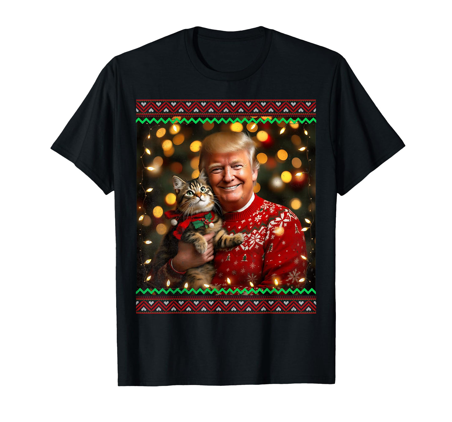 Funny Trump Christmas Sweater for Cat Lovers T-Shirt