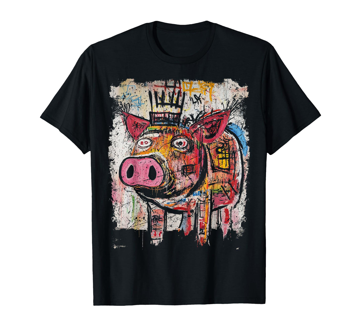 Pop Art Style Pig 90s Men's Graffiti T-Shirt