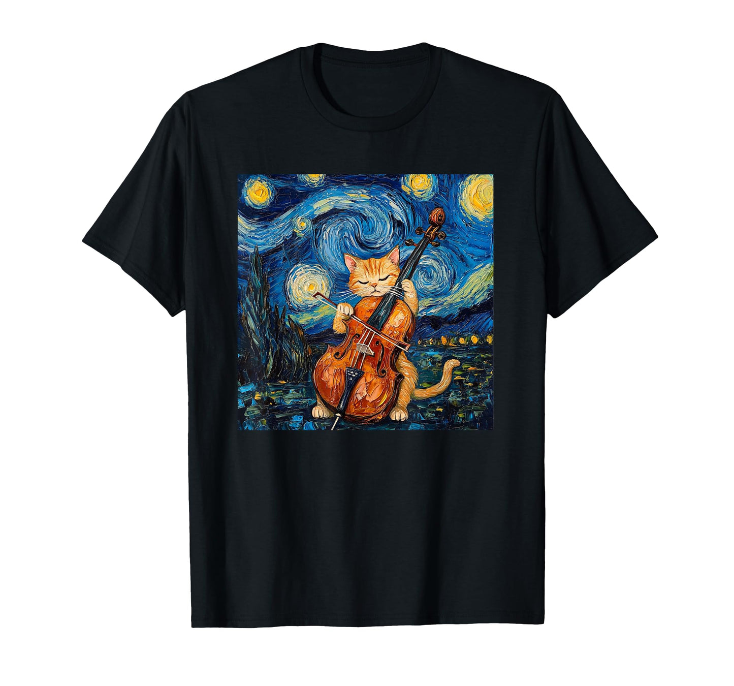 Funny Cello Player Cat Shirt Men Womens Kids T-Shirt