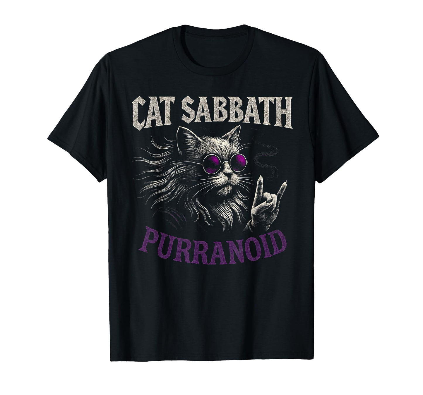 Cat Sabbath Purranoid - Funny Rock Cat T-Shirt