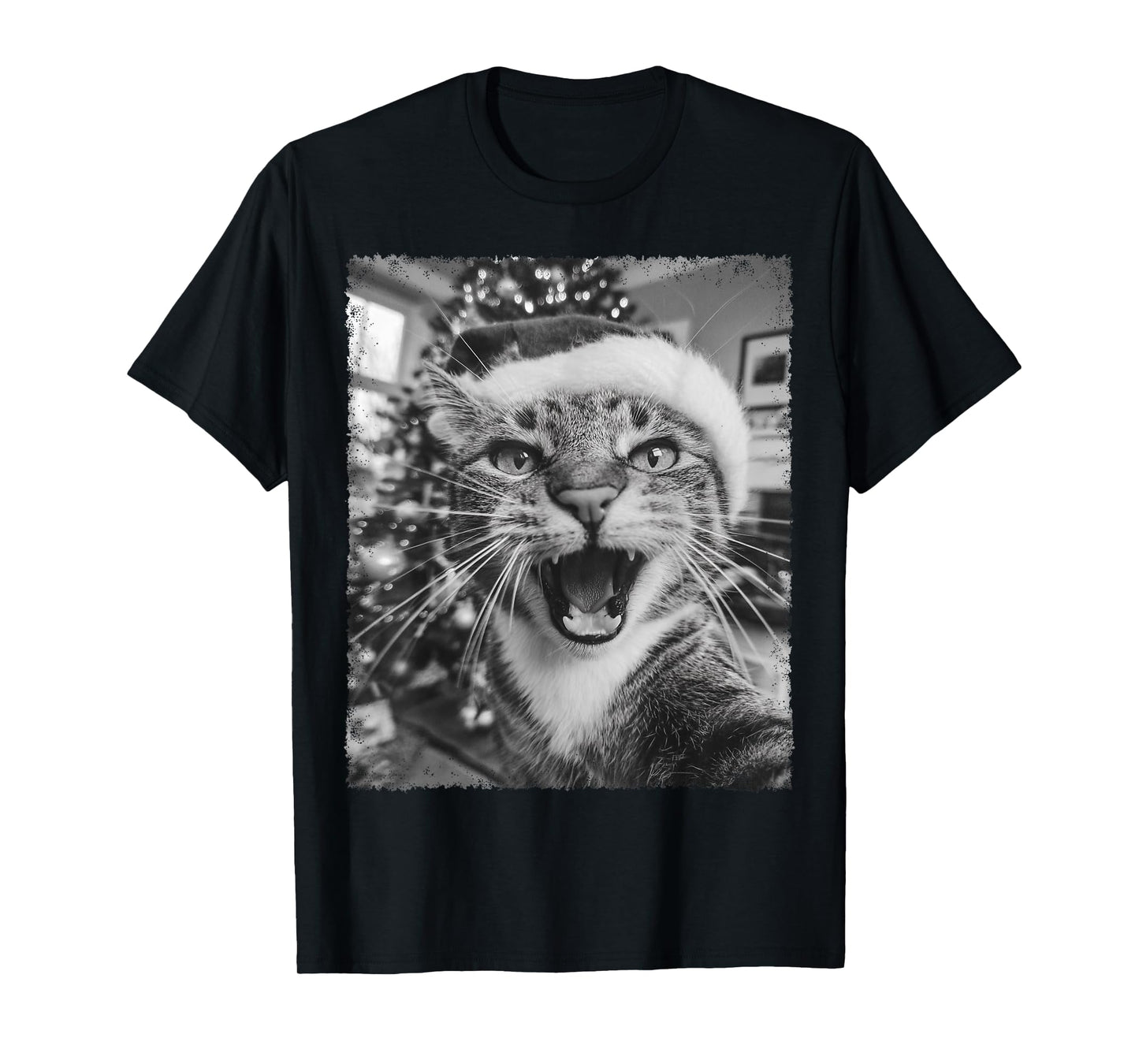 Funny Christmas Cat Selfie T-Shirt