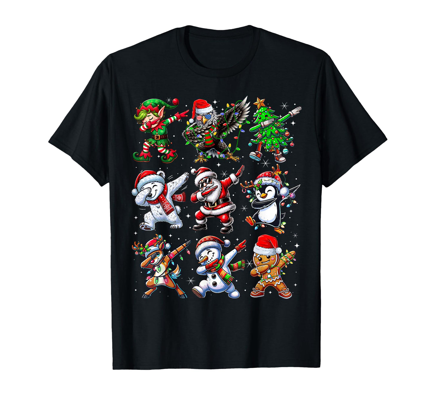 Funny Christmas Tree Lights Dabbing Santa Xmas Boys Men Kids T-Shirt