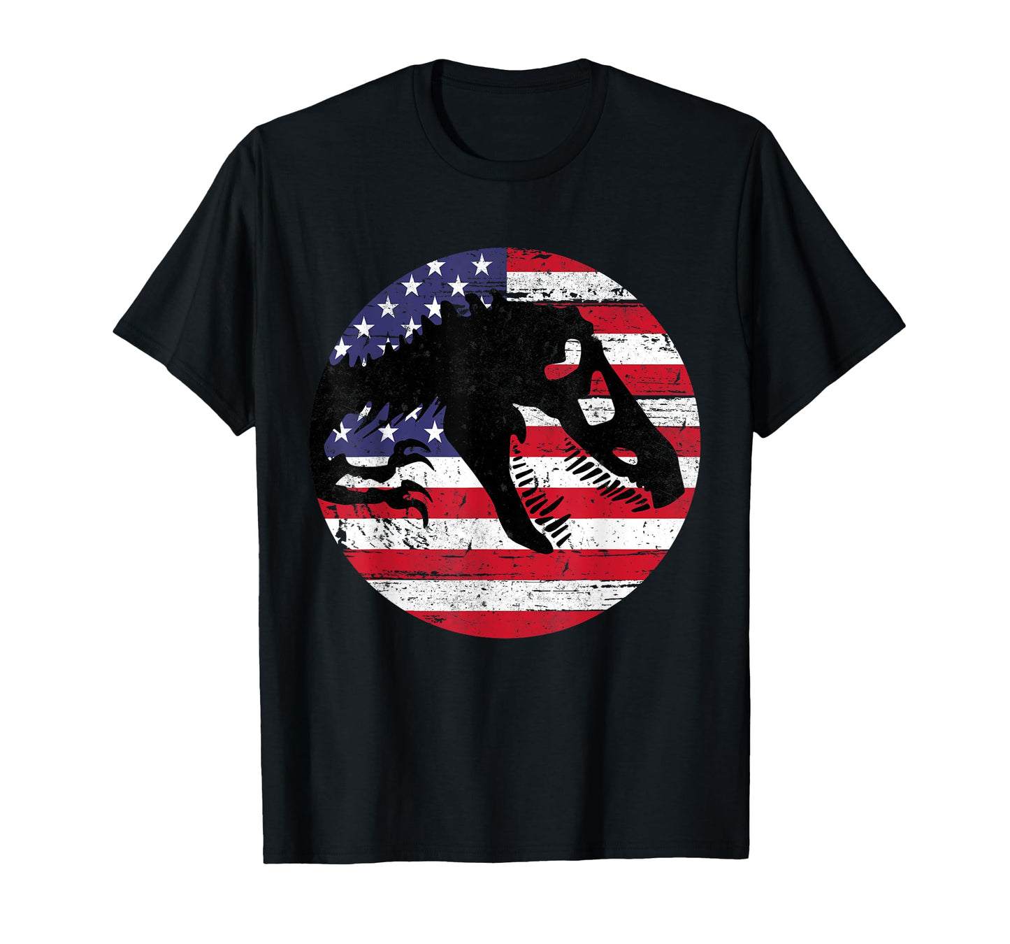 Dino Fossi USA Flag Patriotic Dinosaur T-Rex 4th Of July Women Men T-Shirt