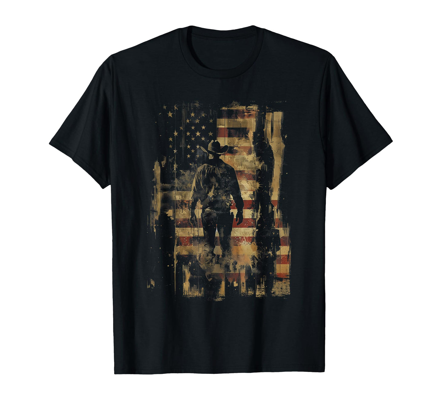Country Outlaw Western Southern Cowboy USA Patriotic Flag T-Shirt