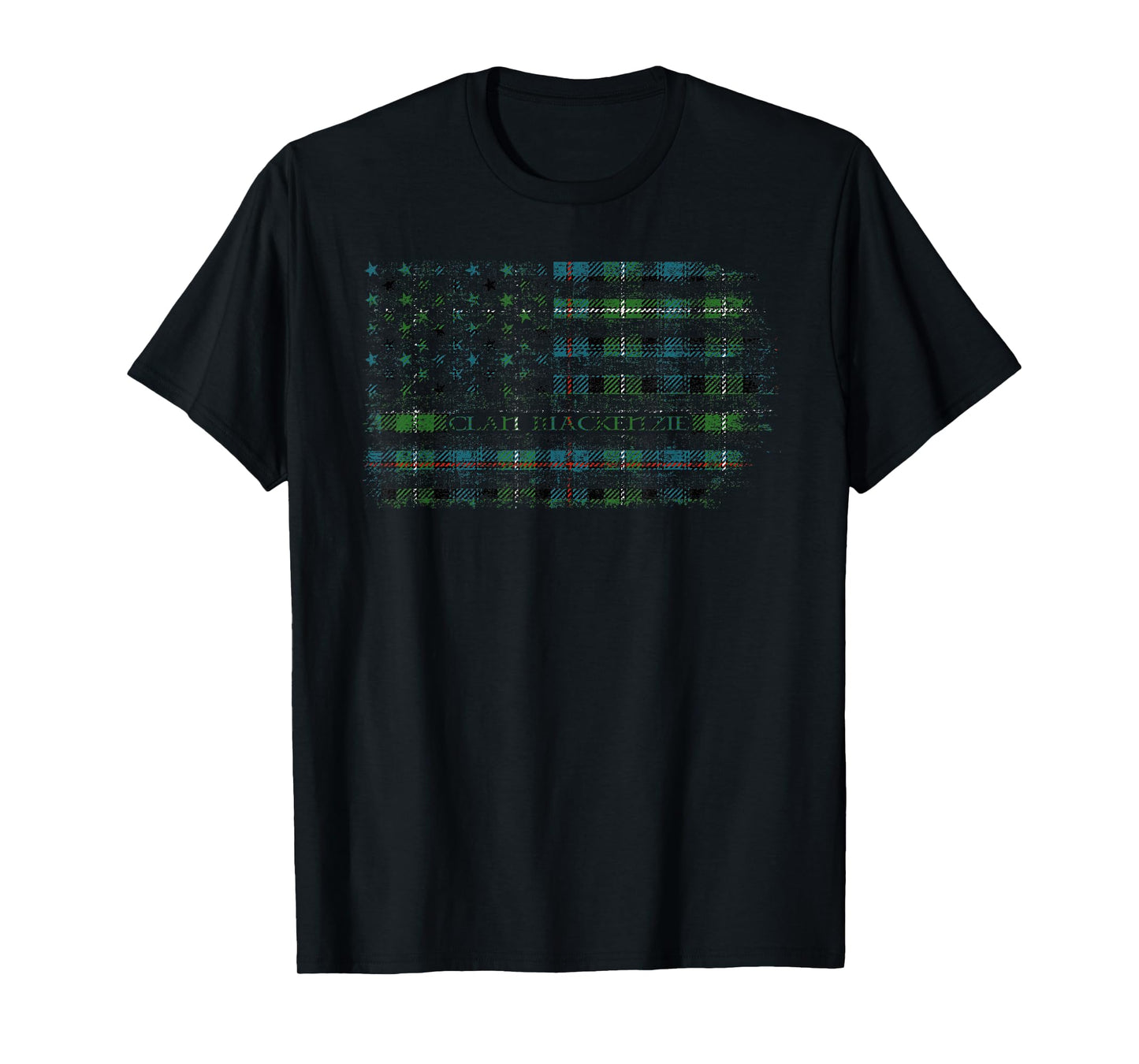 Clan Mackenzie Scottish tartan US flag kilt Scotland T-Shirt