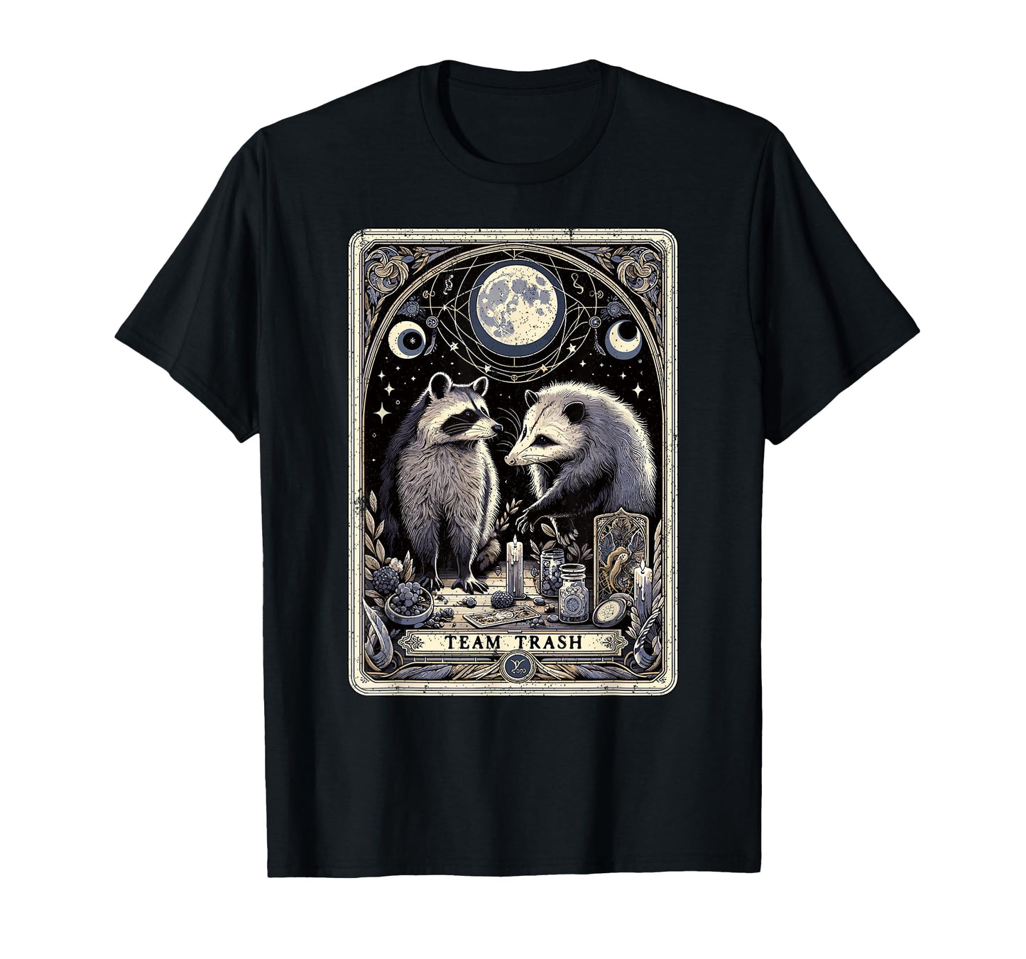 Team Trash Tarot Card Opossum Witchcraft Goth Possum Racoon T-Shirt