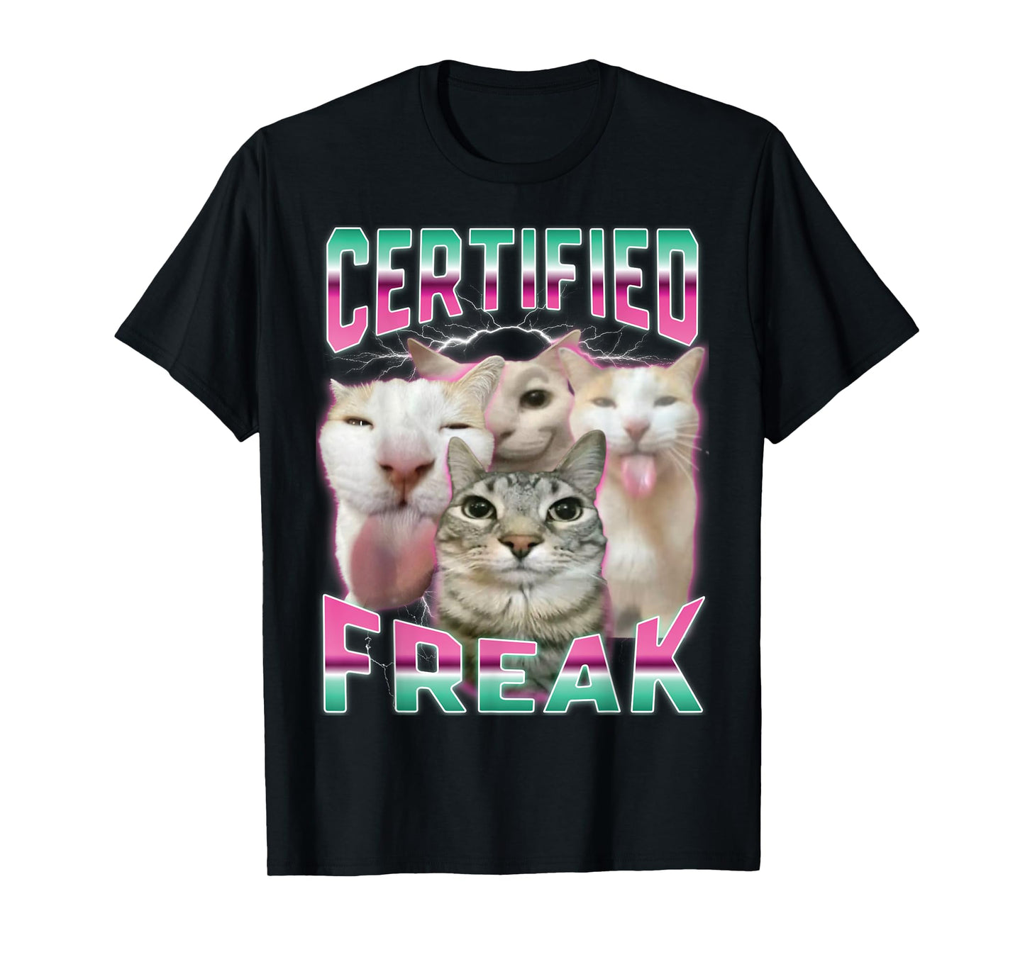 Certified Freak Funny Cat Meme Cursed Silly Staring Cat T-Shirt for Men Women Kids