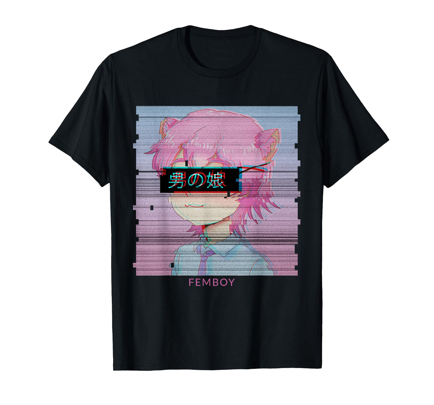Femboy Anime Neko Cat Boy Aesthetic Vaporwave Japanese T-Shirt