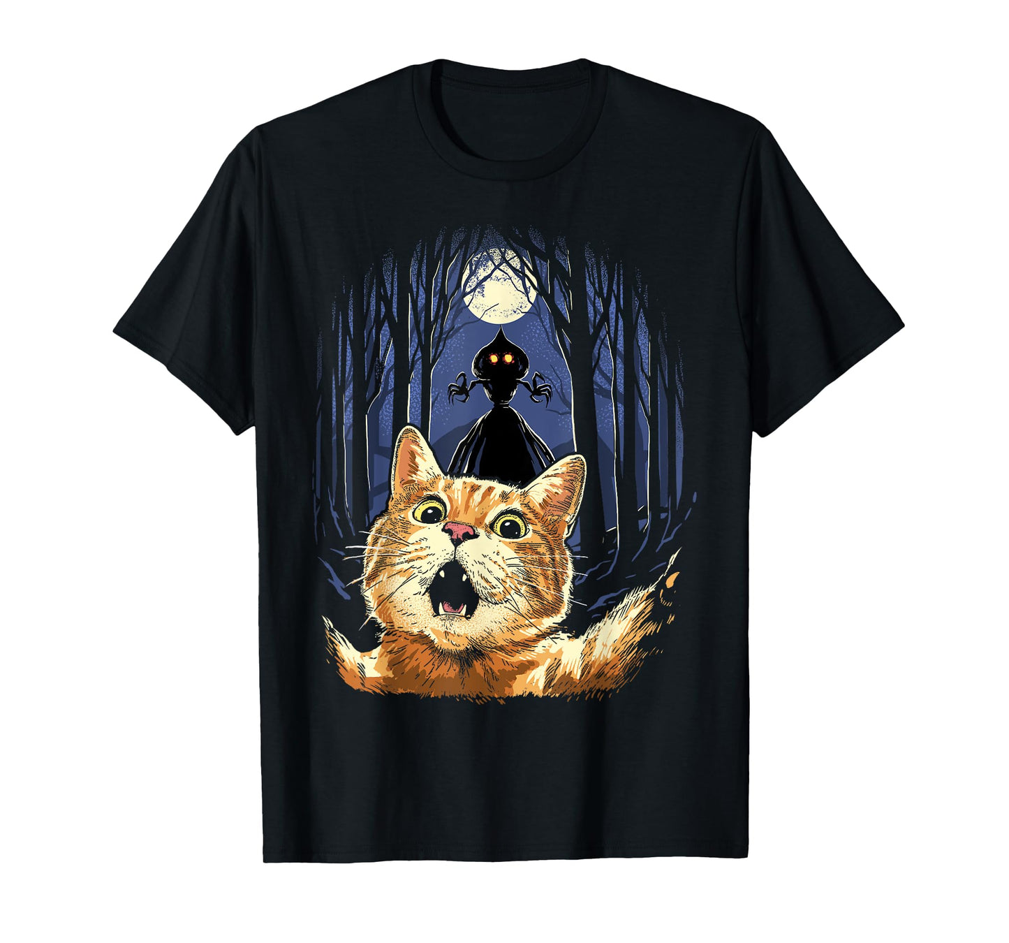 Scared Cat Selfie Cat Flatwoods Monster Cryptid Creature Men Women Kids T-Shirt
