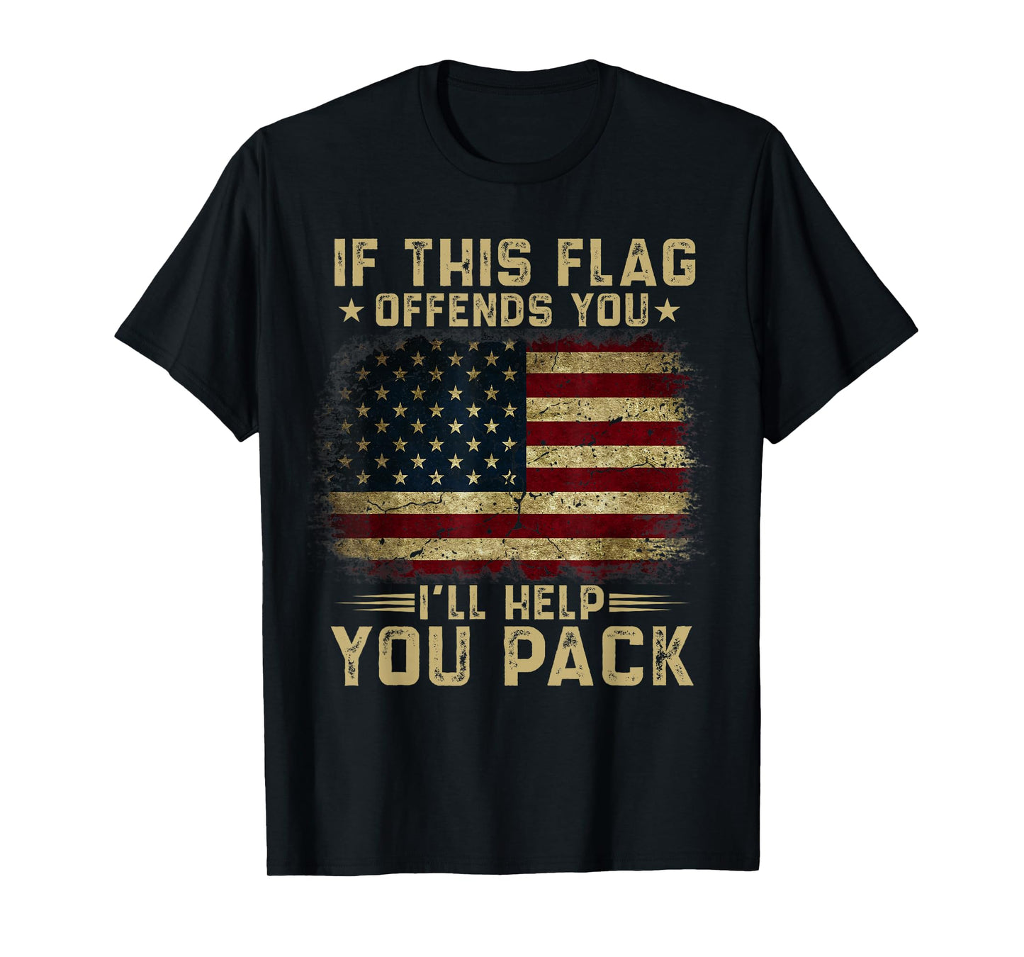 If This Flag Offends You I'll Help You Pack American Flag T-Shirt Small