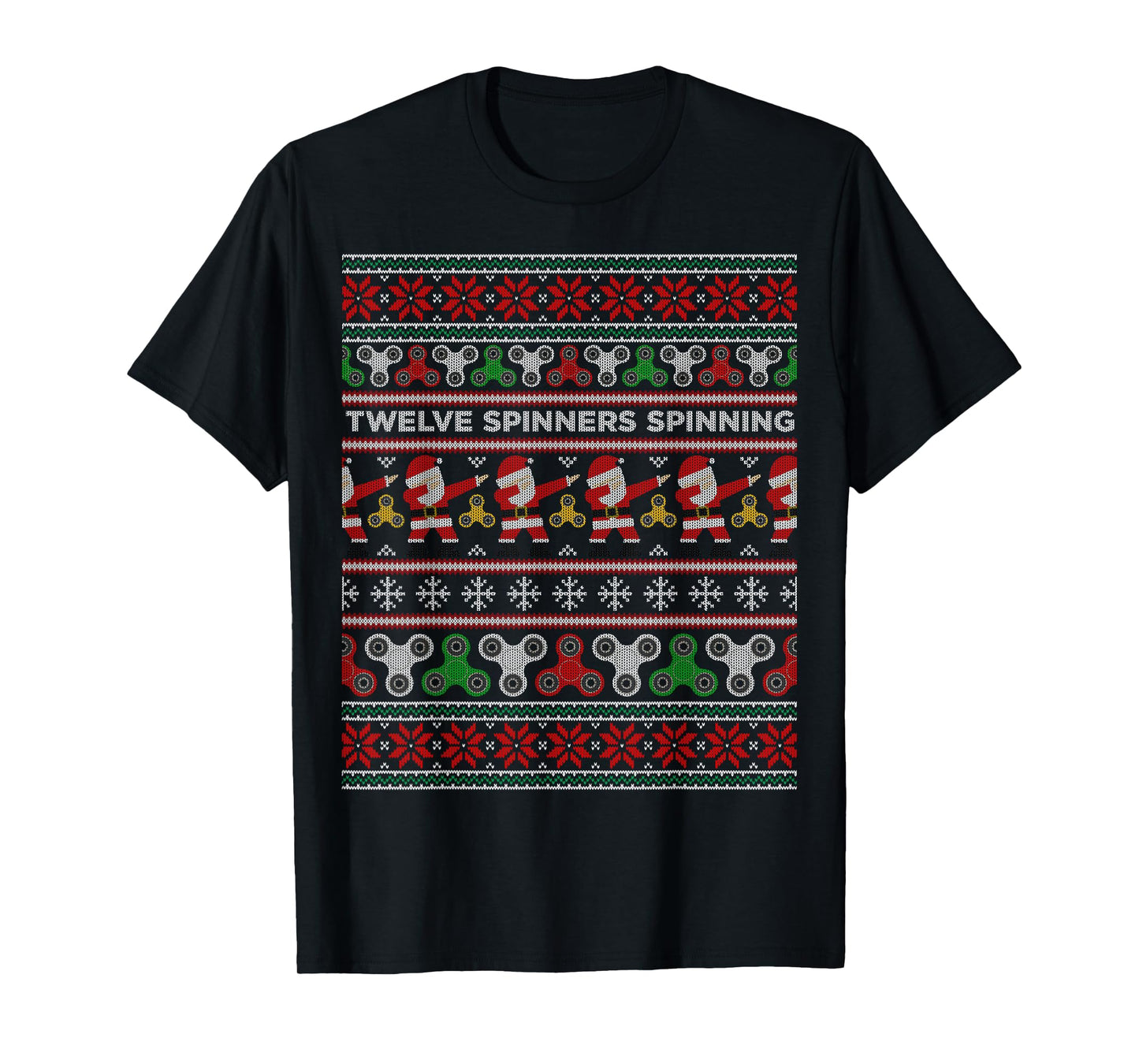 Fidget Spinner Ugly Christmas Sweater T-Shirt Dabbing Santa