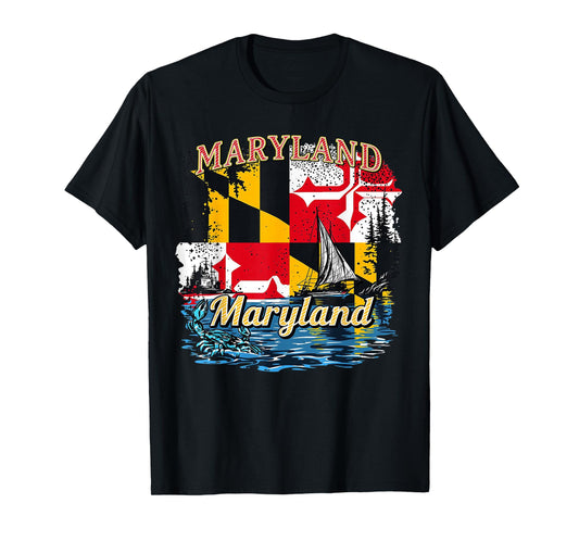 Vintage Maryland MD State Flag Retro T-Shirt