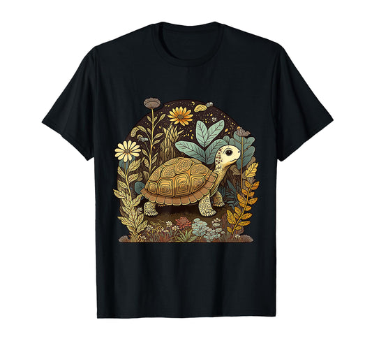 Cute Cottagecore Floral Turtle Aesthetic Girls Women Graphic T-Shirt