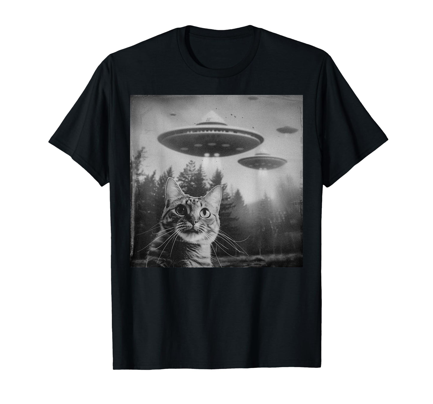 Funny Cat UFO Alien Weirdcore Aesthetic Artwork T-Shirt