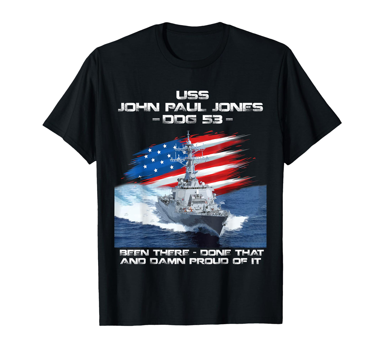 USS John Paul Jones DDG-53 Destroyer Ship USA Flag Veteran T-Shirt