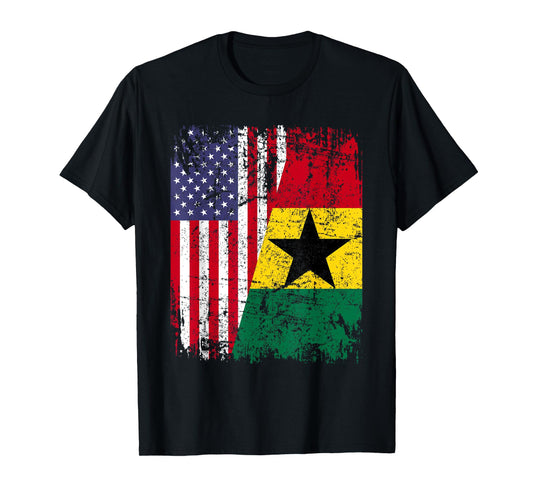 GHANAIAN ROOTS | Half American Flag | GHANA T-Shirt