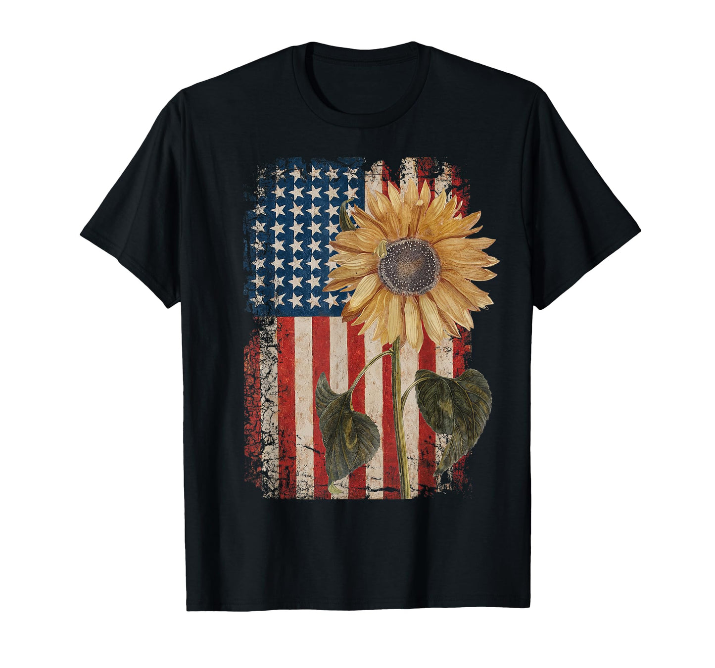America Sunflower Flag 4th July American Patriotic Flower T-Shirt