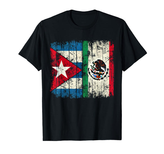 Half Cuban Half Mexican Country Mexico Flag Cuba T-Shirt
