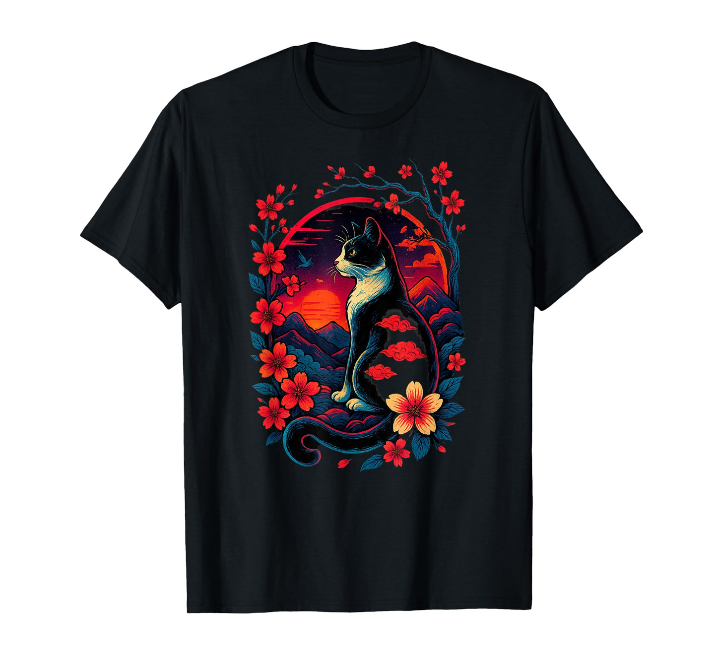 Kawaii Cat Anime Japanese Retro Men Women Kids Funny Cat T-Shirt