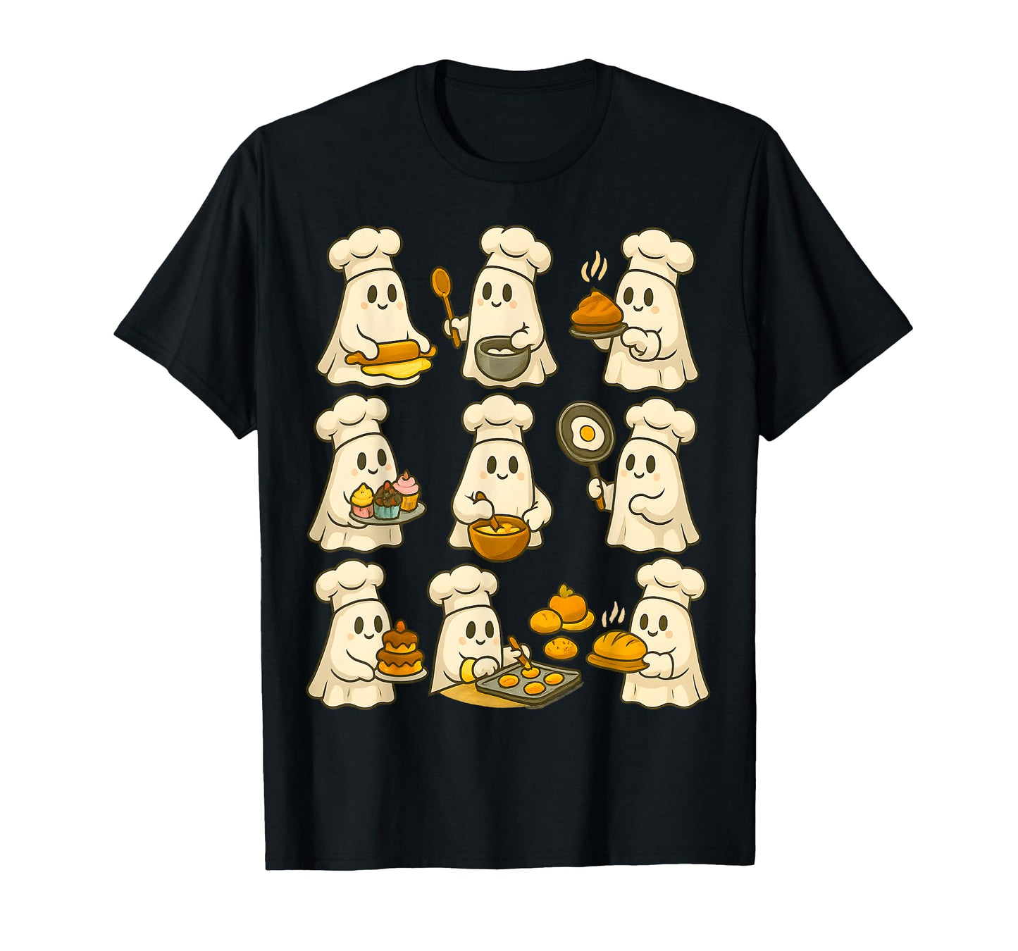 Cute Ghost Baker Halloween Baking for Pastry & Food Lovers T-Shirt