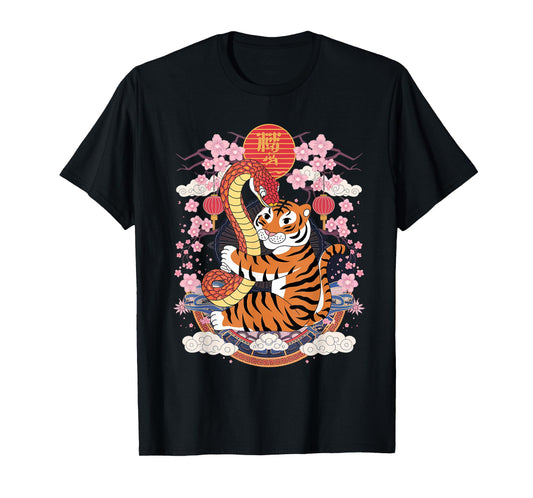 Zodiac Sign Animals Couple Year Of The Snake Hug Tiger T-Shirt