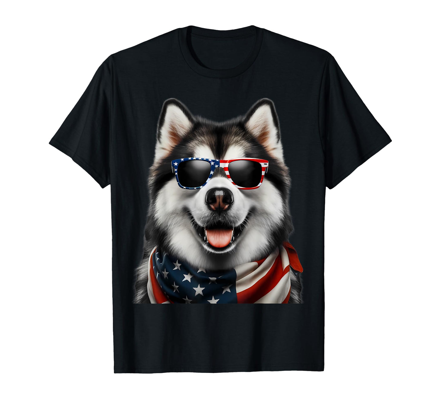 Alaskan Malamute Dog 4th Of July American Incependence Day T-Shirt for Men Women Kids
