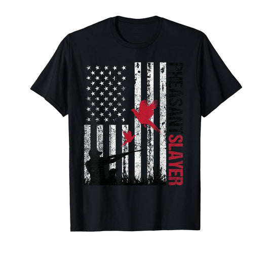 American Flag Pheasant Hunting Pheasant Slayer T-Shirt