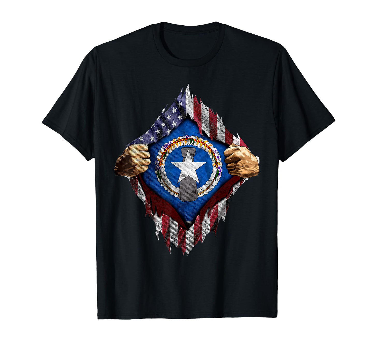 Saipan American Flag Shirt - CNMI seal T shirt T-Shirt