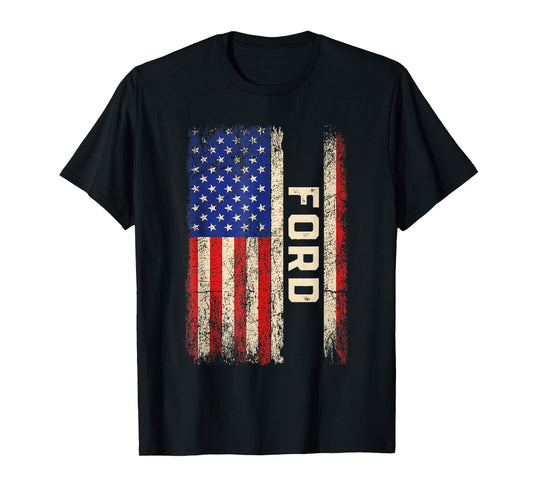 Ford Last Name Shirt Ford Name American Flag T-Shirt