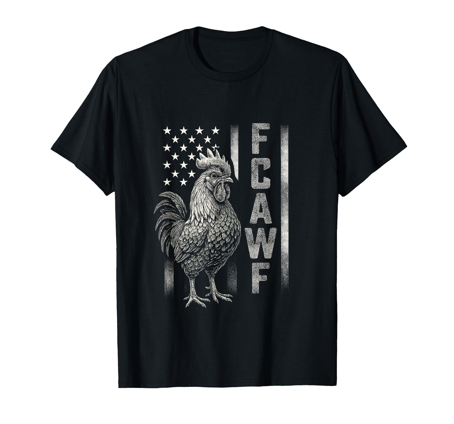 Funny Caw Chicken Meme Rooster Humor Quote USA Flag T-Shirt