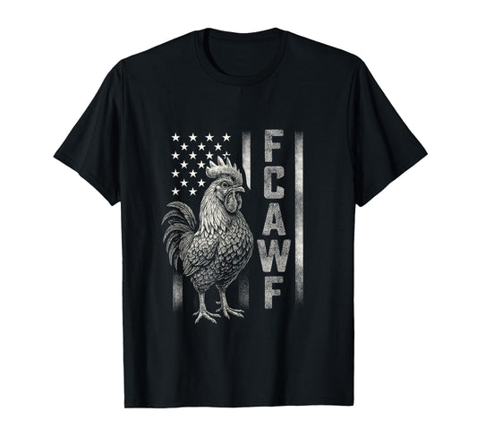 Funny Caw Chicken Meme Rooster Humor Quote USA Flag T-Shirt