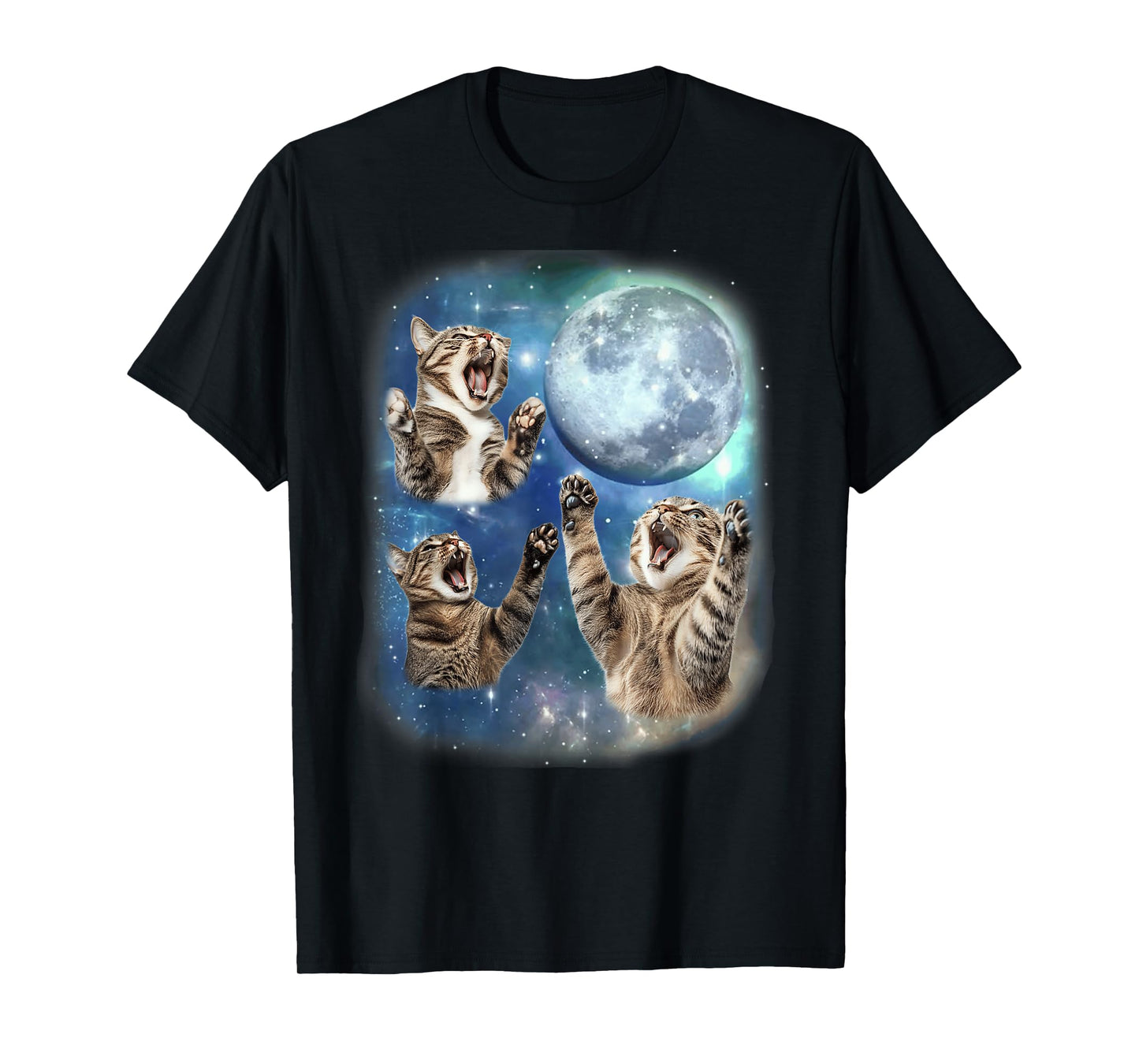 Cat Tees Three Cat Moon 3 Cute Cats Kitten Graphic Funny T-Shirt