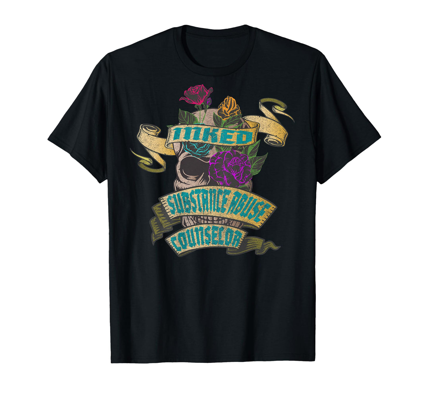 Substance Abuse Counselor Inked Skull Tattoo Backside Design T-Shirt