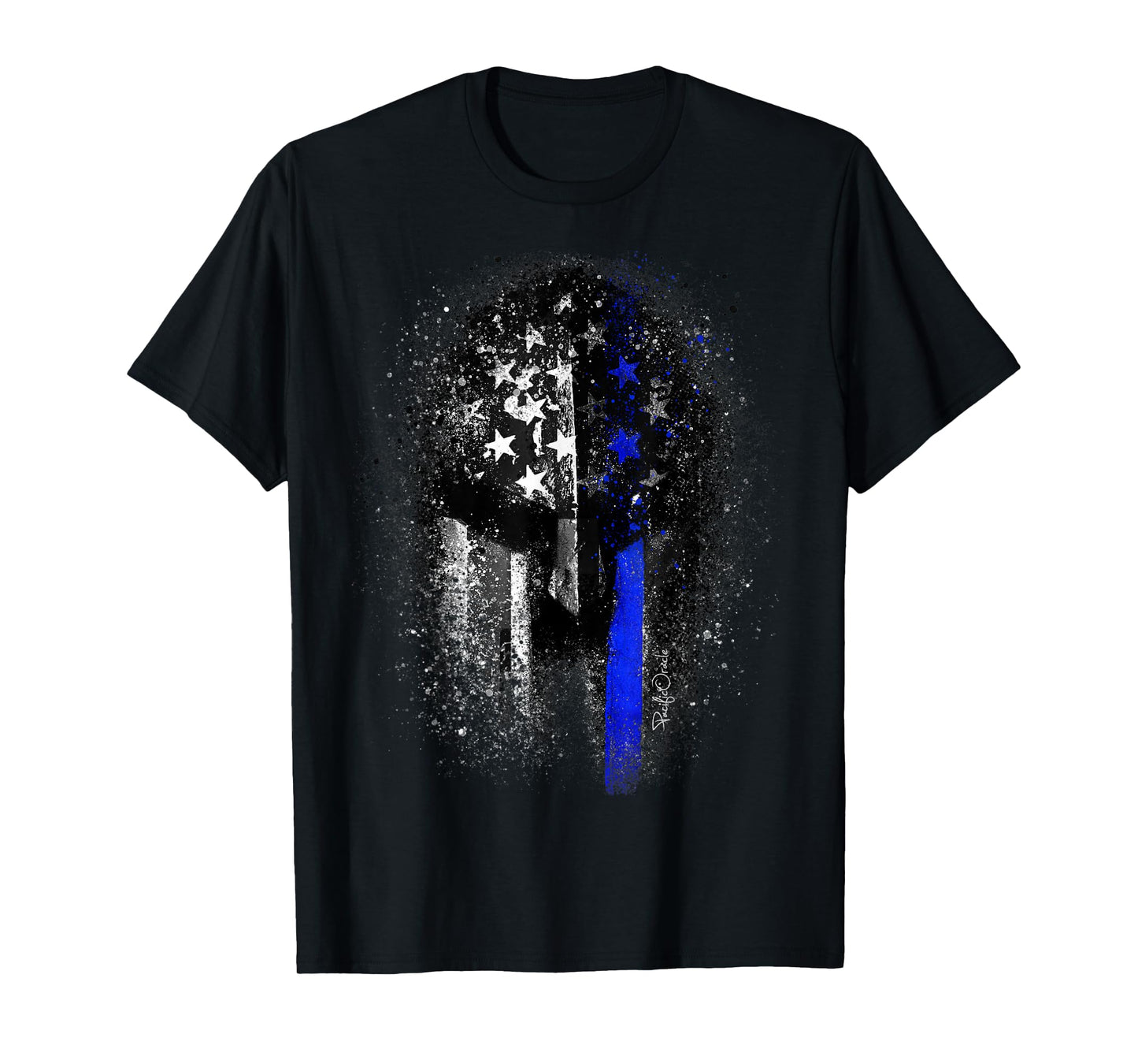 Epic Patriotic Spartan Flag Police Support Thin Blue Line T-Shirt