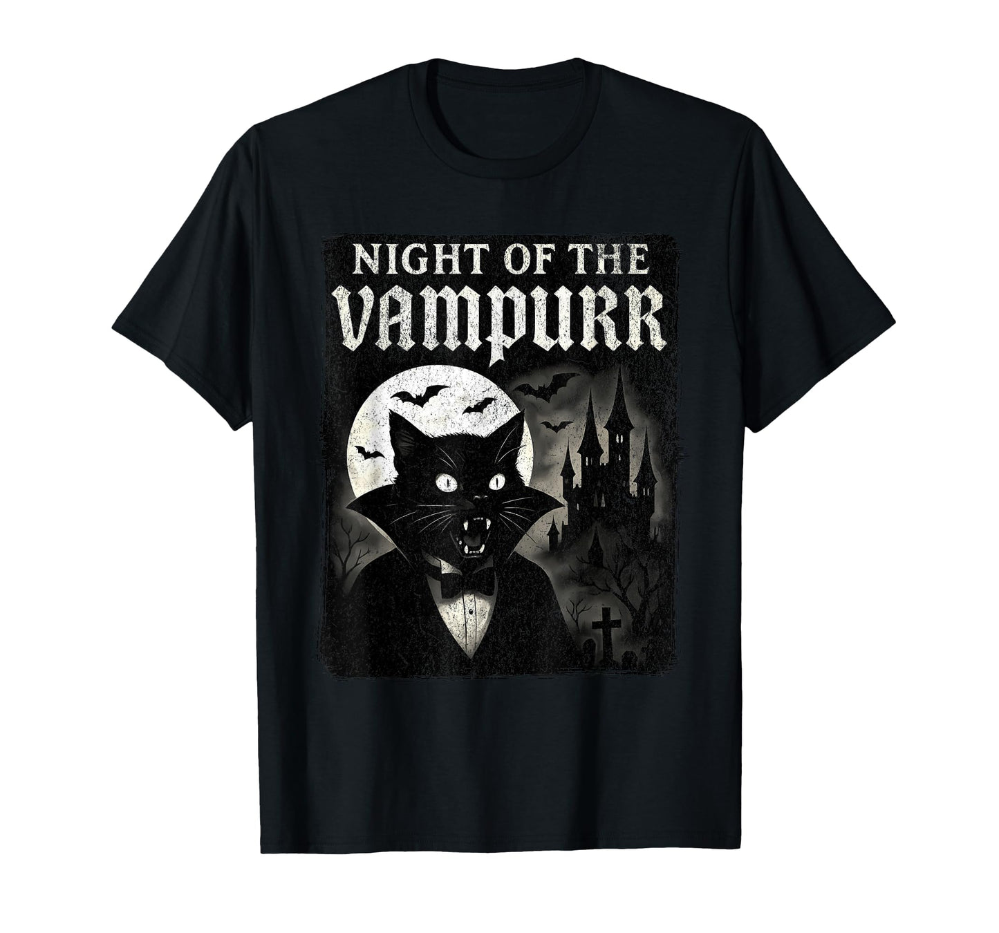 Night of The Vampurr - Halloween Vampire Cat T-Shirt