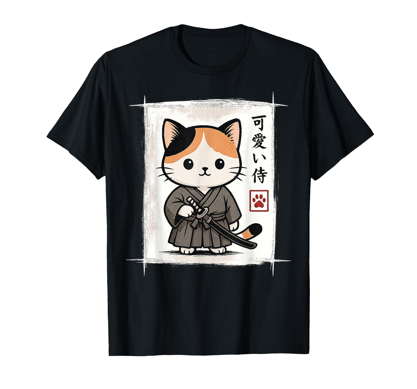 Samurai Kitten Japanese Anime Kawaii Funny Cat Men Women Kid T-Shirt