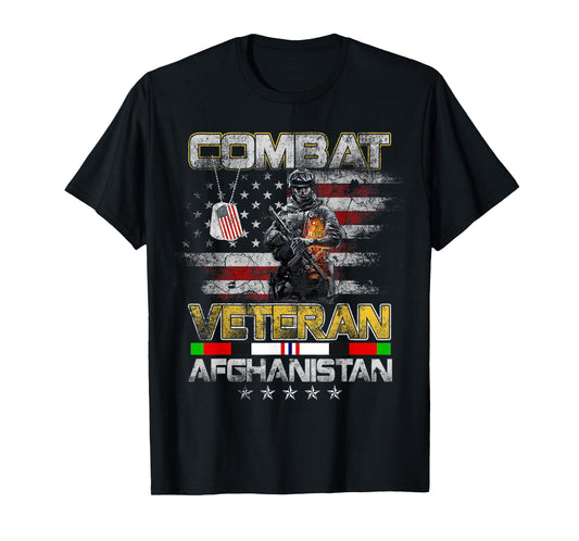 U.S Combat Afghanistan Veteran Vintage Flag Veterans Day T-Shirt