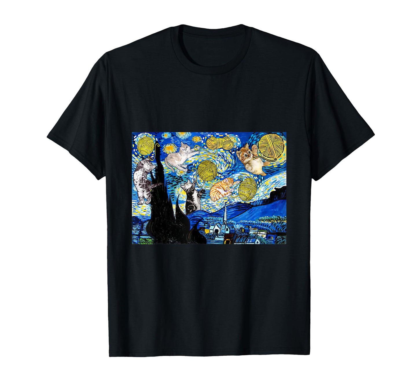 Cat Graphic, Starry Night Cat, Van Gogh Cat, Cat Lover T-Shirt