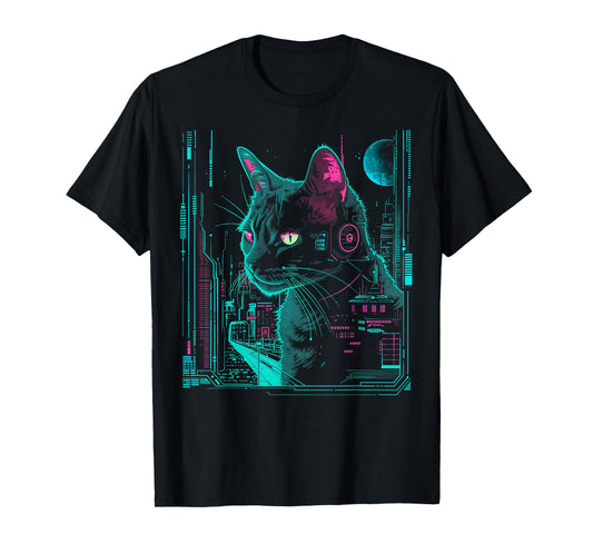 Cyberpunk Cat with cybernetic enhancements T-Shirt