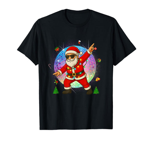 Funny Disco Santa Xmas Lights Girls Boys Kids Christmas T-Shirt