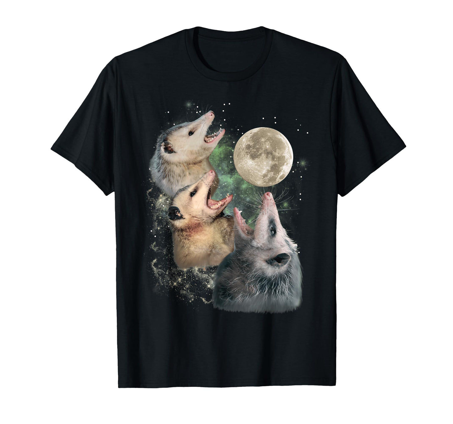 Three Opossums Moon 3 Possum Howling Funny Cursed Cult Meme Men Women T-Shirt