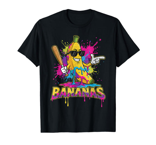 Baseball Banana Funny Splatter Sports Kids Teens T-Shirt