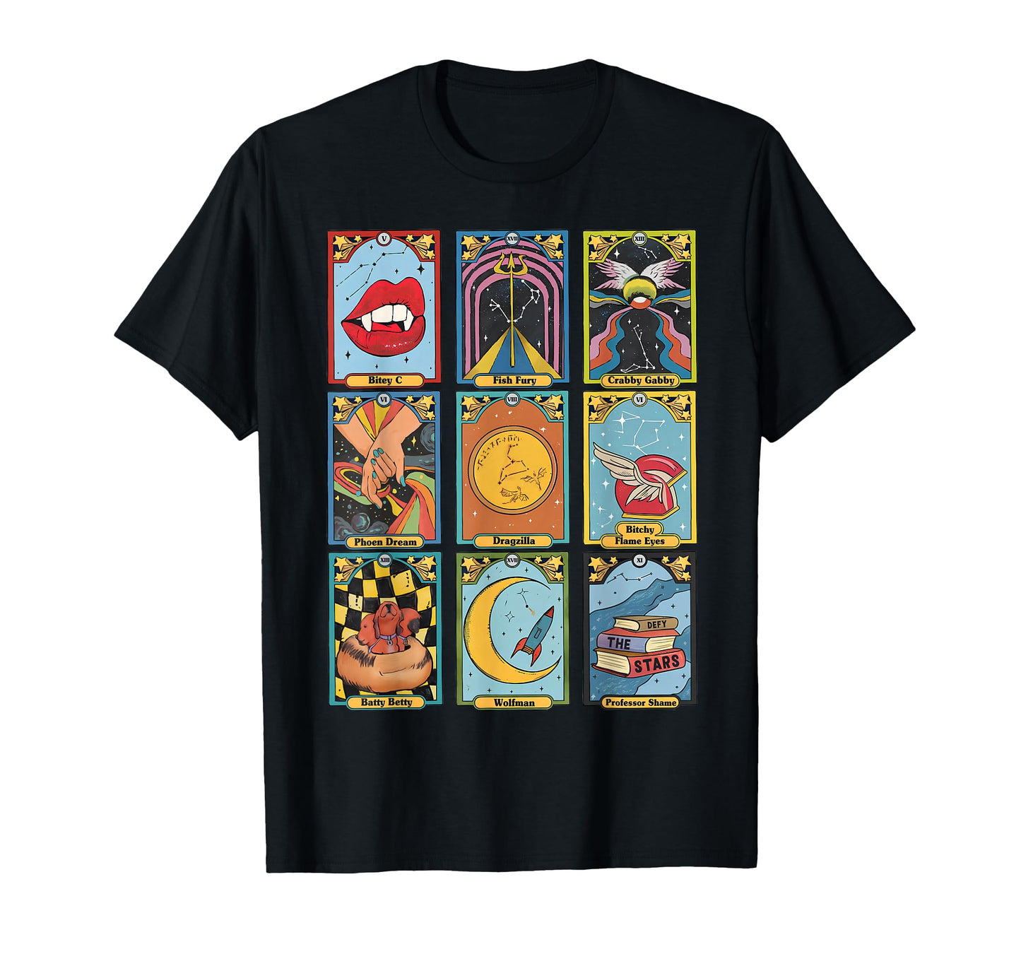 Retro Zodiac Academy Tarot Card Character T-Shirt