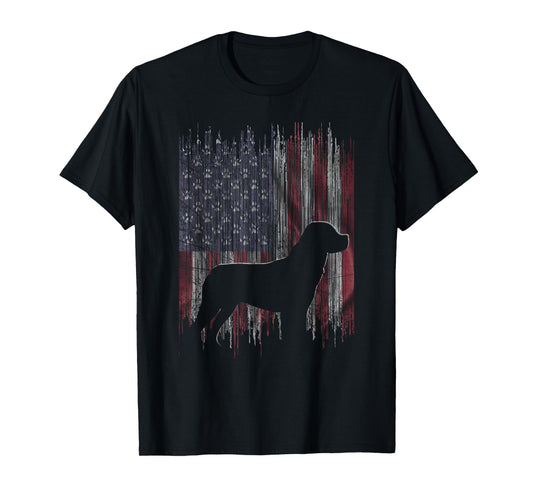 Vintage USA American Flag Love Rottweiler Dog Silhouette T-Shirt
