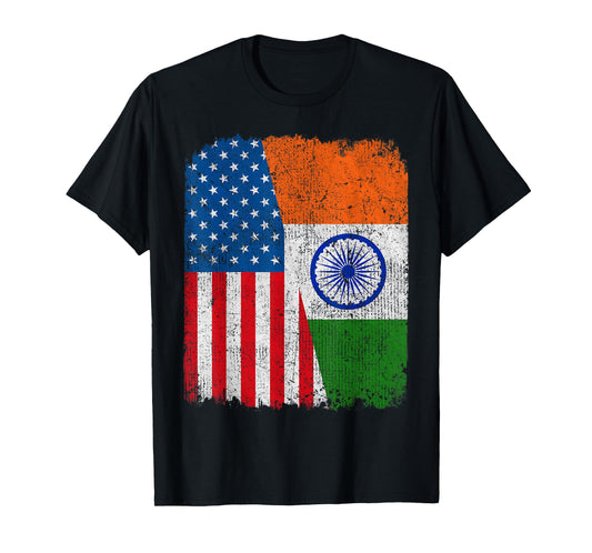Indian American Flag Half USA India Root Proud T-Shirt