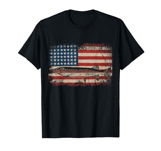 Musky Fishing Muskie Fisherman American Flag Gift T-Shirt
