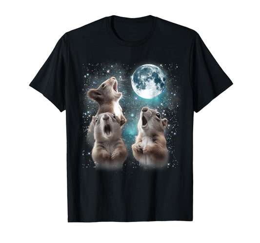 3 Squirrel Moon Howling Squirrel Head Funny For Men Women T-Shirt