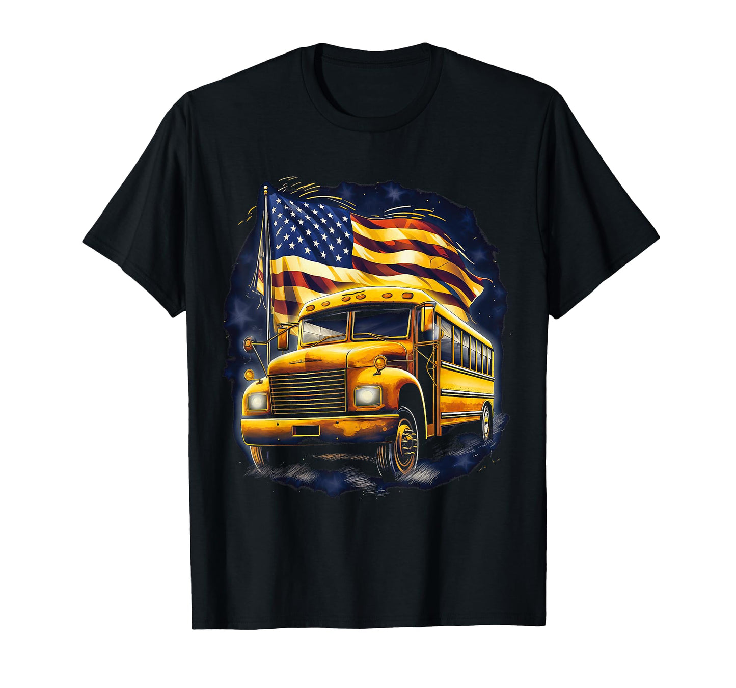 School Bus Driver USA American Flag Funny Bus Driver T-Shirt