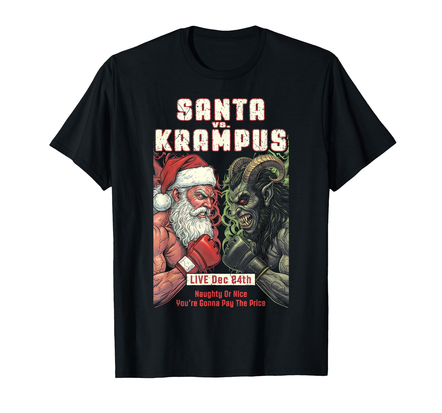 MMA Mixed Martial Arts Funny Christmas Santa Krampus Fight T-Shirt